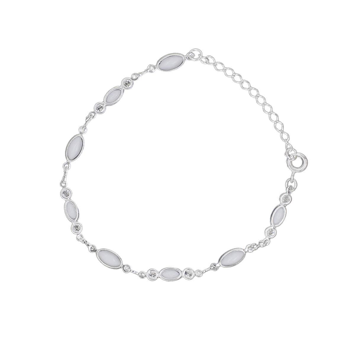 Pulseira de Pedra Navete Folheado a Prata