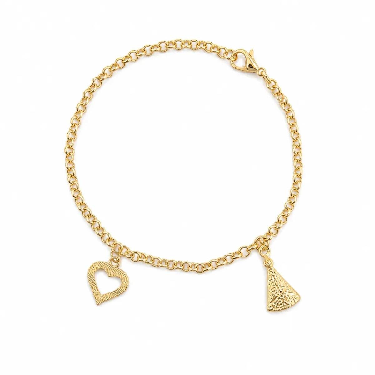 PULSEIRA C/ NOSSA SENHORA APARECIDA E CORAÇÃO VAZADO