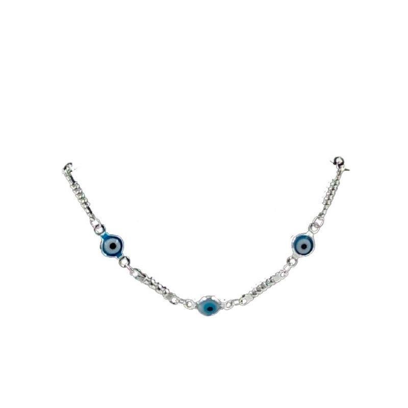Pulseira C/ Olhinho Grego E Chapinhas Diamantadas