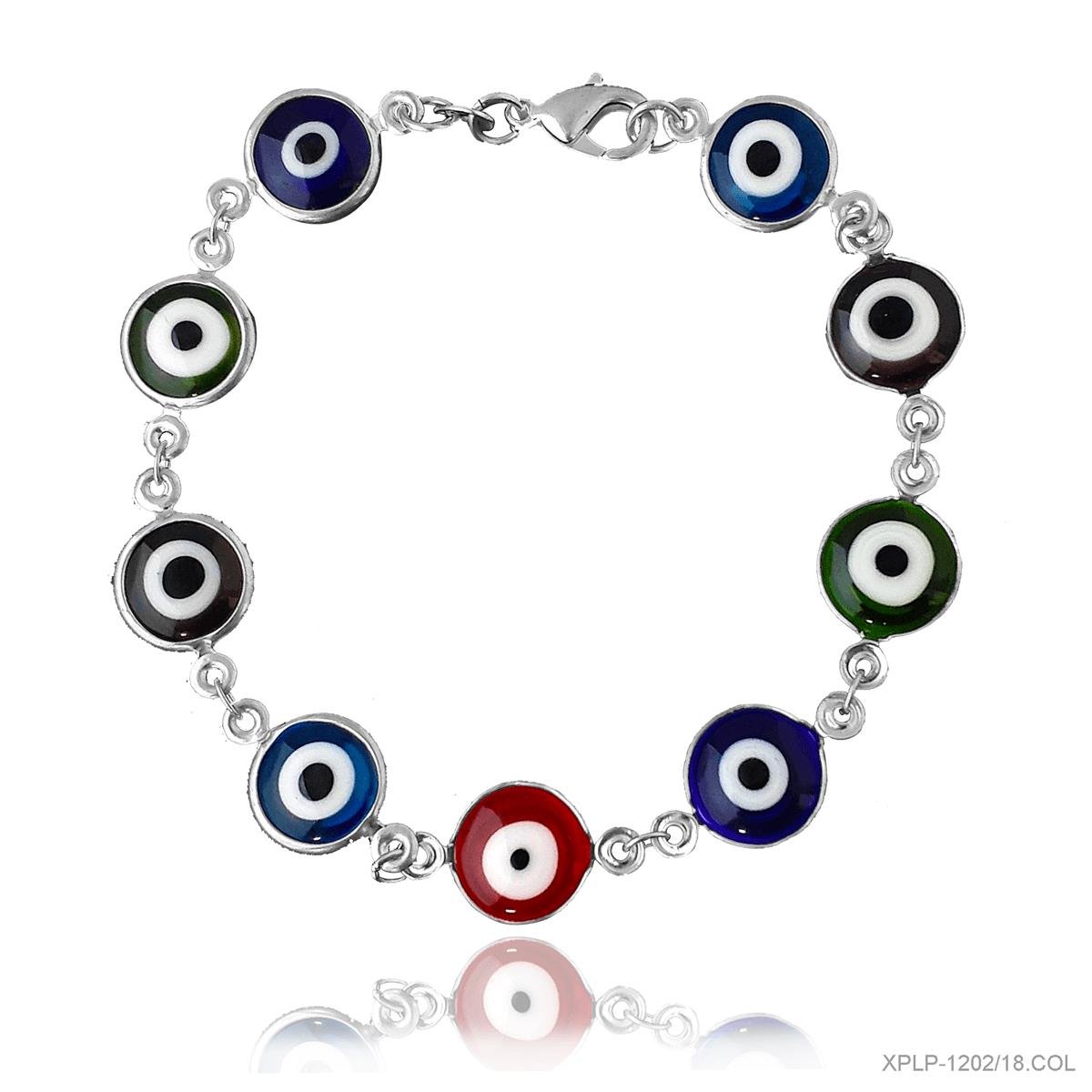 Pulseira de Olho Grego Grande Folheado a Prata