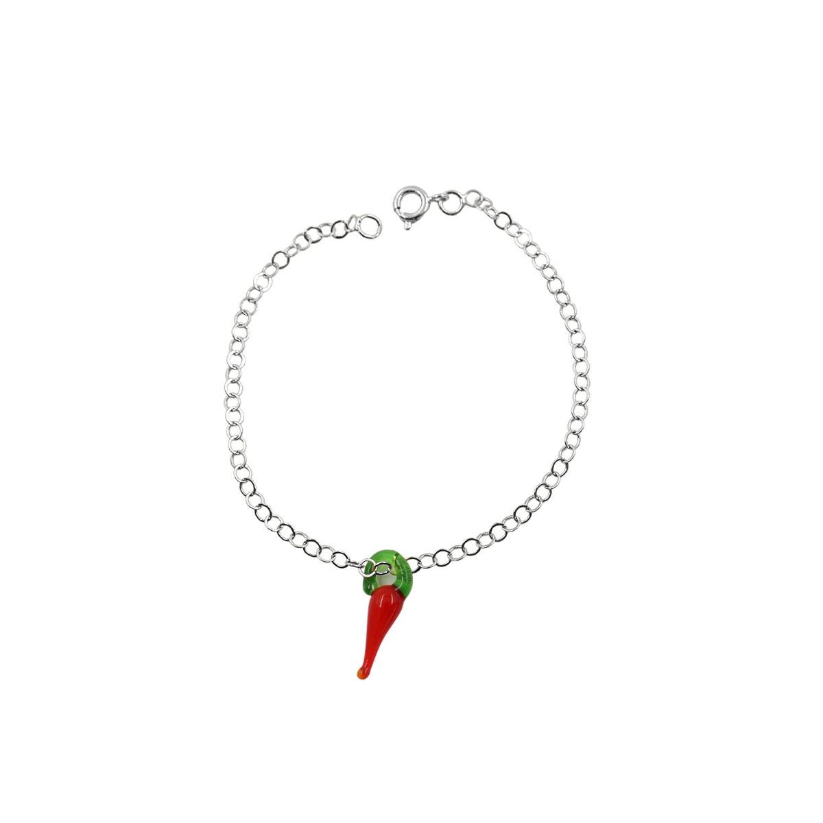 Pulseira Cadeadinho Com Pimenta Folheado a Prata