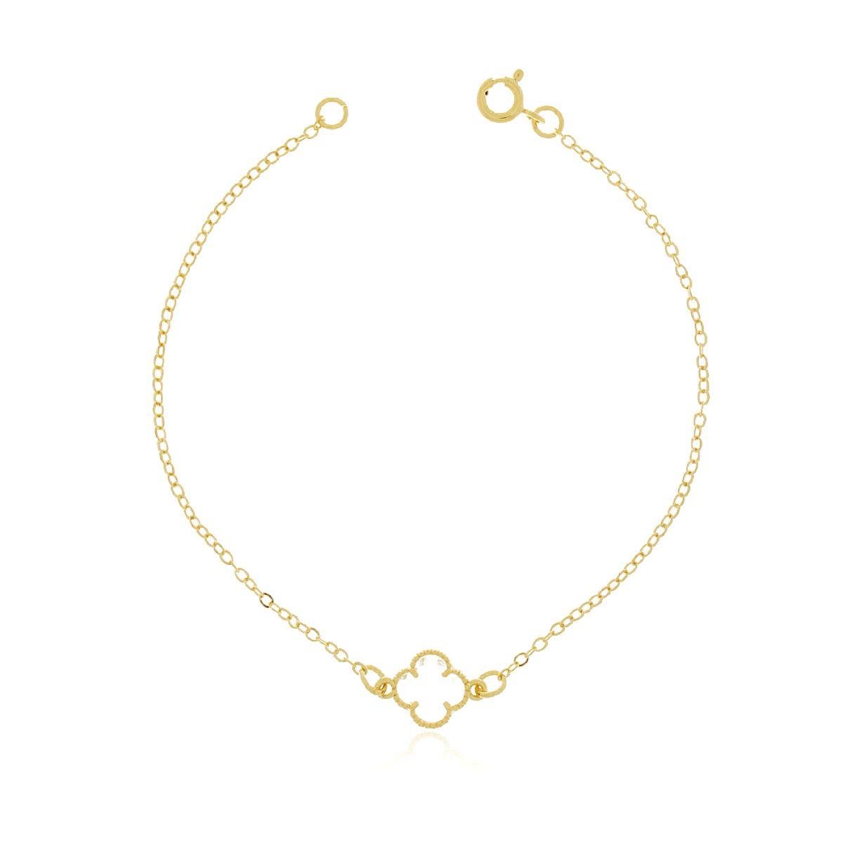 Pulseira Virgínia Trevo 18cm Banhado a Ouro