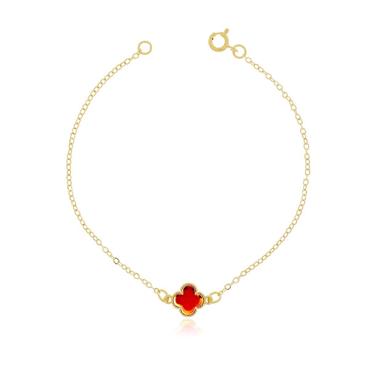 Pulseira Virgínia Trevo 18cm Banhado a Ouro