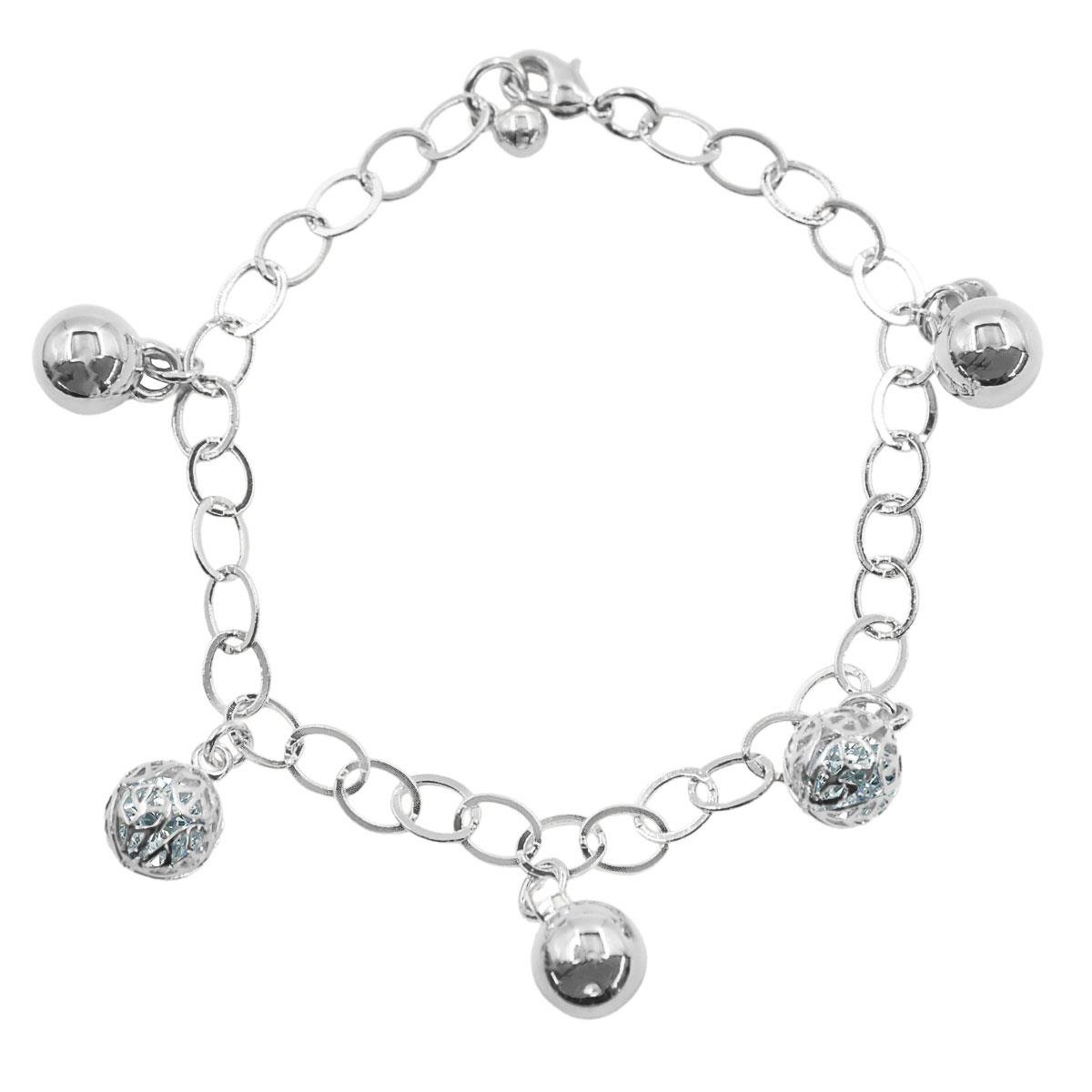 Pulseira De Bolinhas Com Cristais Folheado a Prata