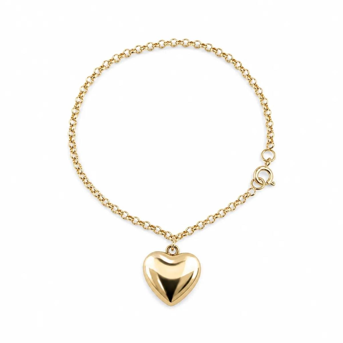 PULSEIRA CORAÇÃO LISO ELO PORTUGUES