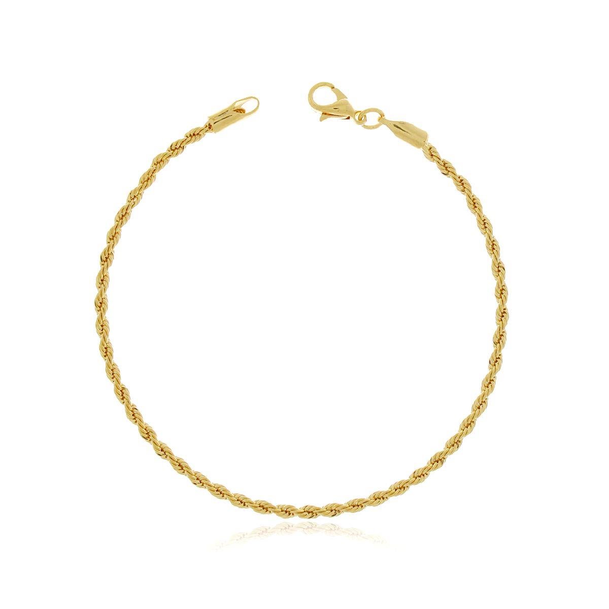 Pulseira Cordão Baiano 2mm Banhado a Ouro