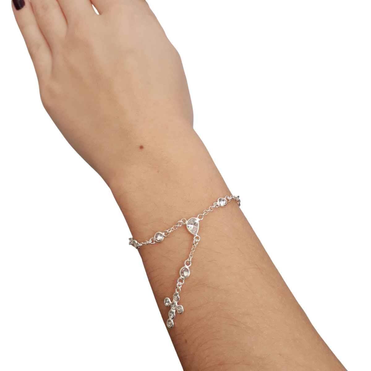 Pulseira Cruz em Zircônia de Prata 925