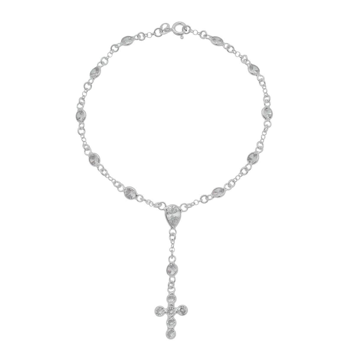 Pulseira Cruz em Zircônia de Prata 925
