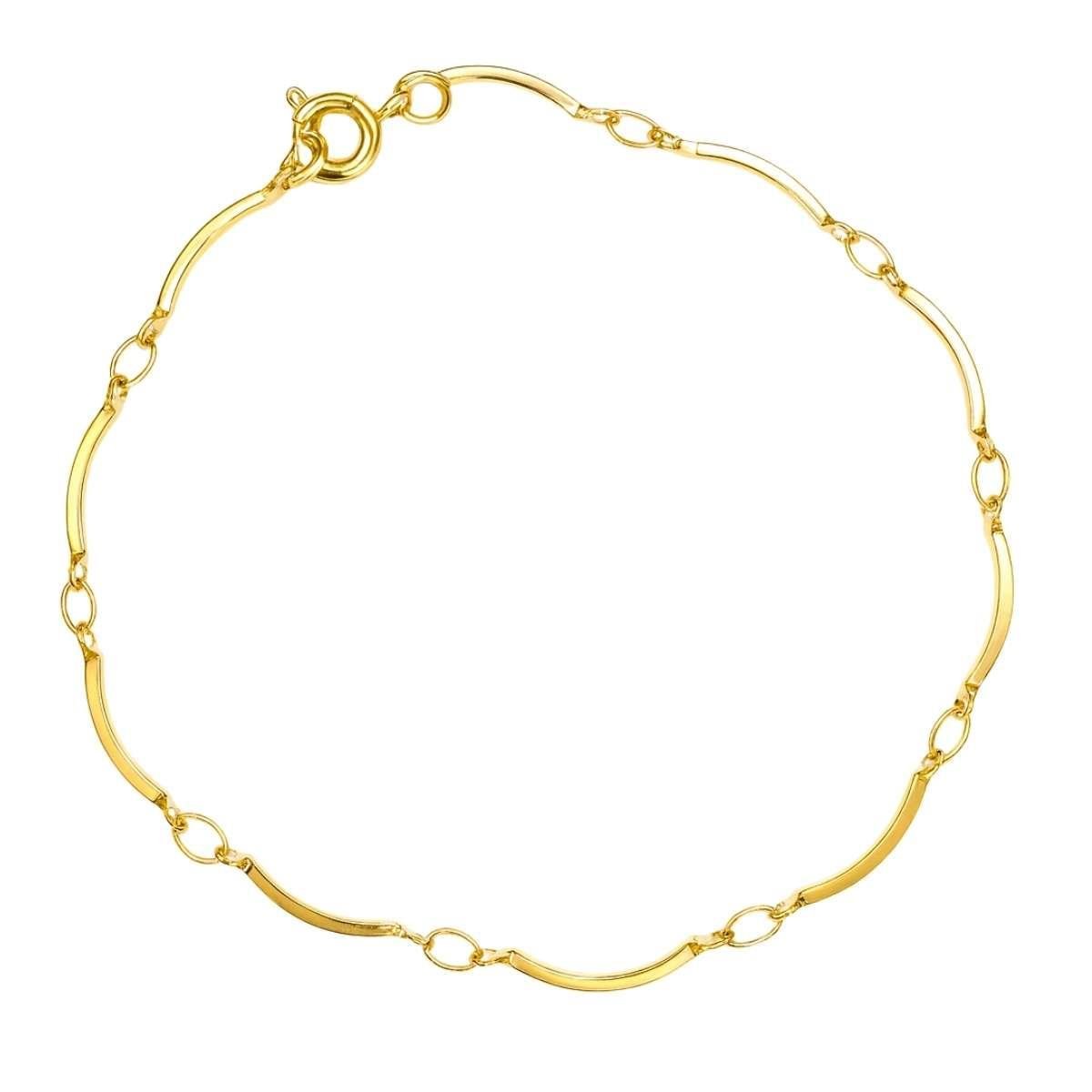 Pulseira Ondulada 18cm Banhado a Ouro