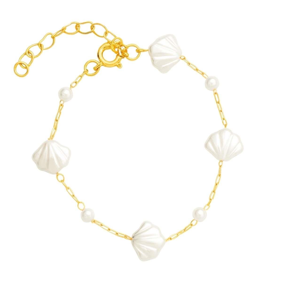 Pulseira de Concha 18cm Banhado a Ouro