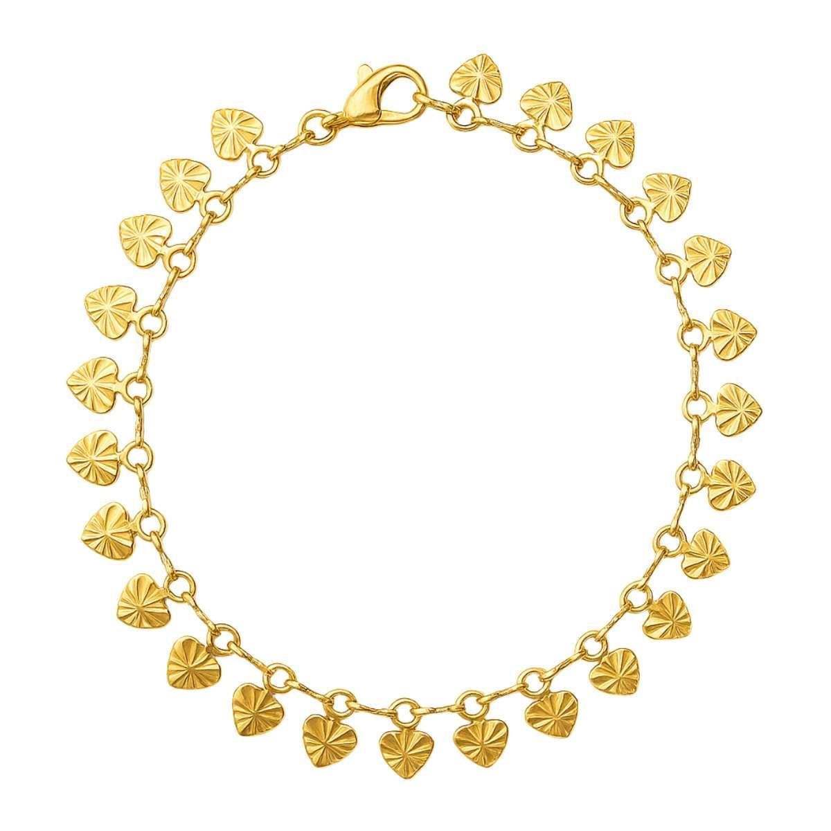 Pulseira Corações 18cm Banhado a Ouro