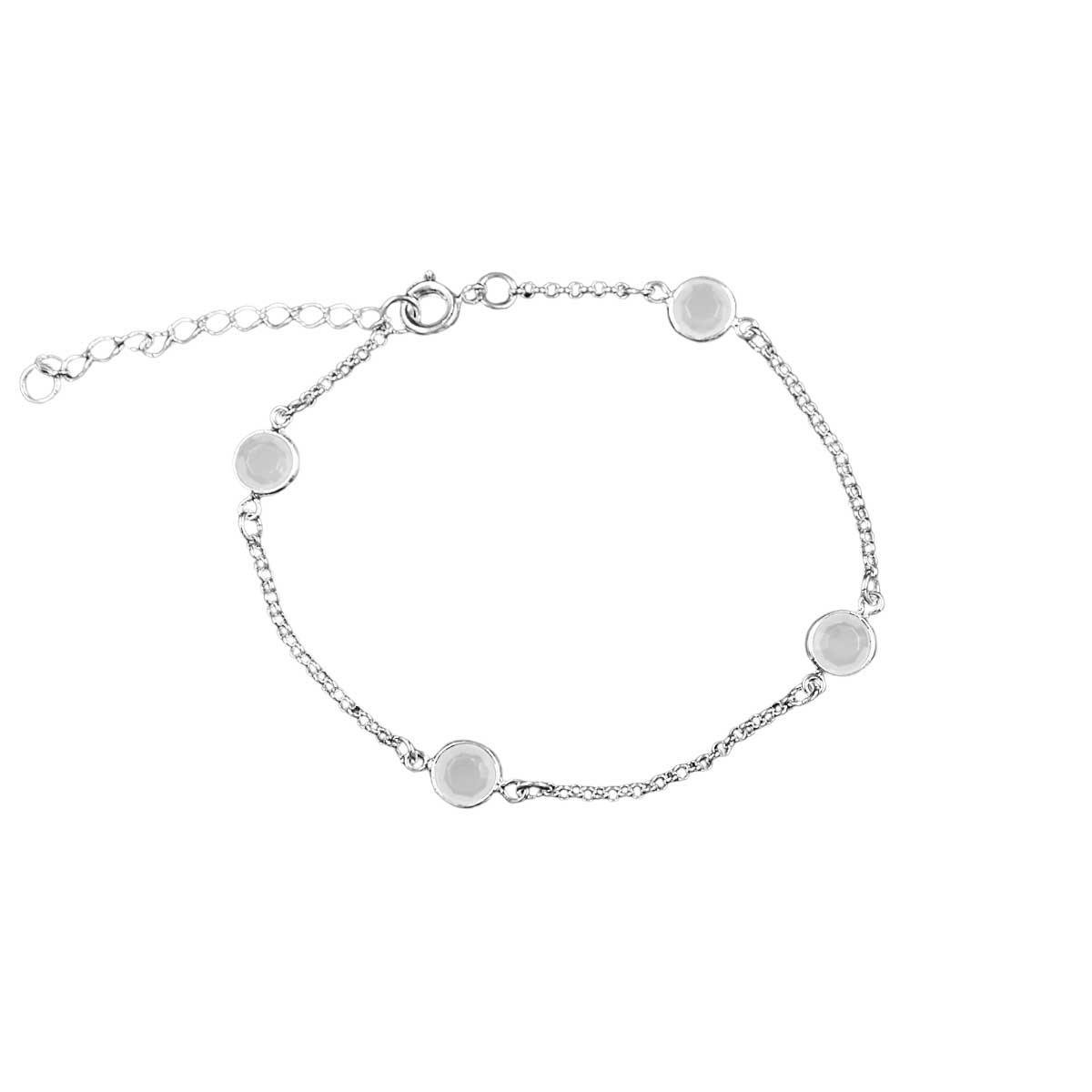 Pulseira Elo Português com Pedras Folheado a Prata