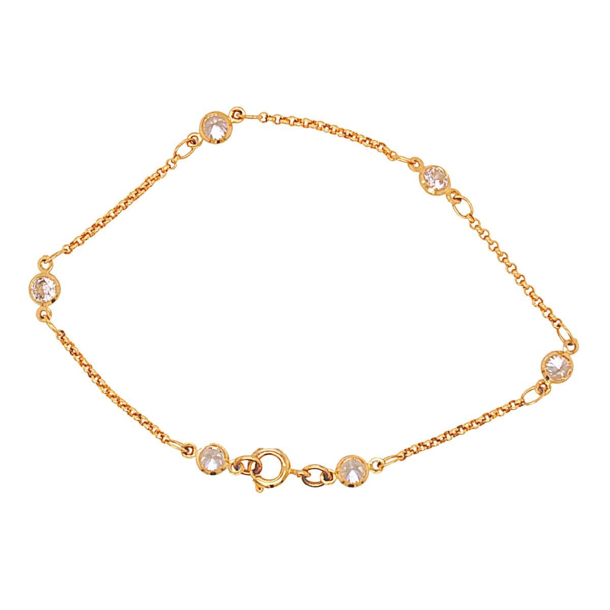 PULSEIRA DE ELO PORTUGUES COM 6 PEDRAS