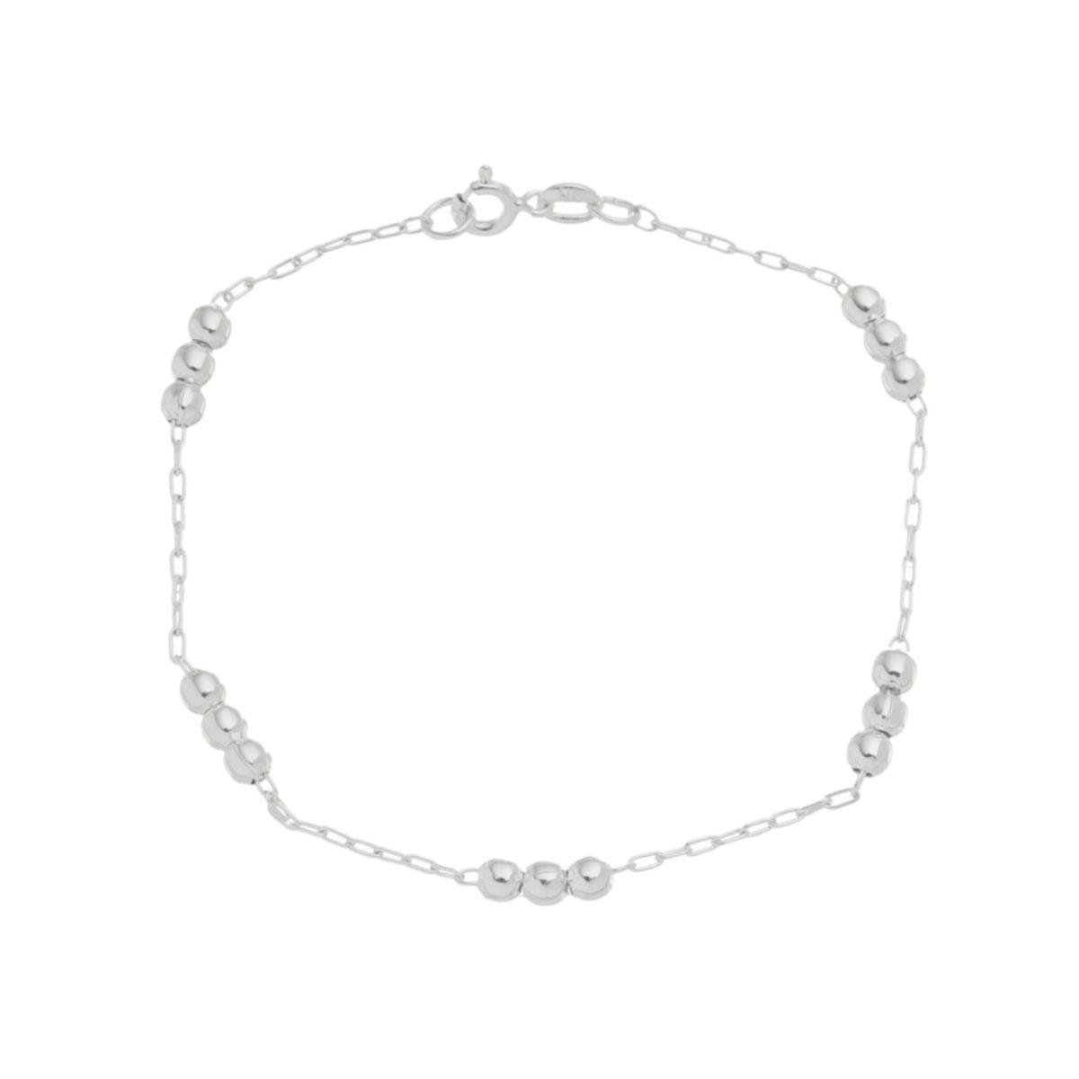 Pulseira de Prata 5 Trios de Bolas 3,5mm 18cm