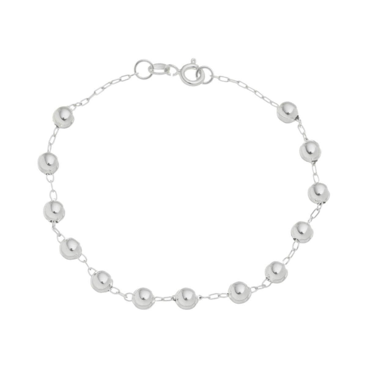 Pulseira De Prata 13 Bolas 5mm 18 cm