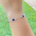 Pulseira De Prata Olho Grego 18cm