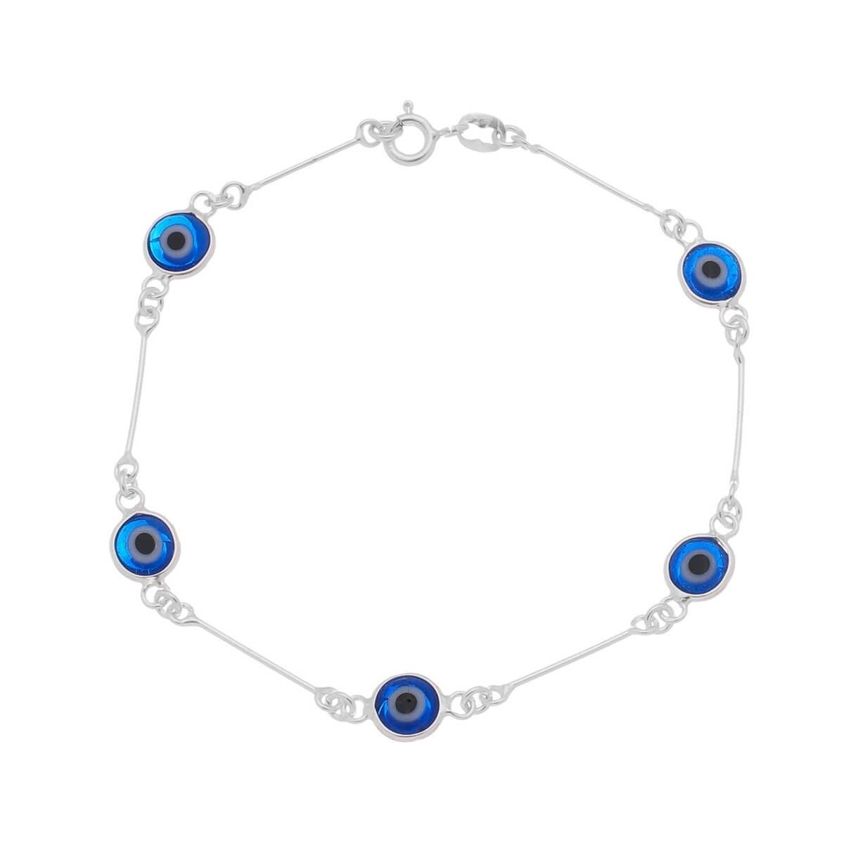 Pulseira De Prata Olho Grego 18cm