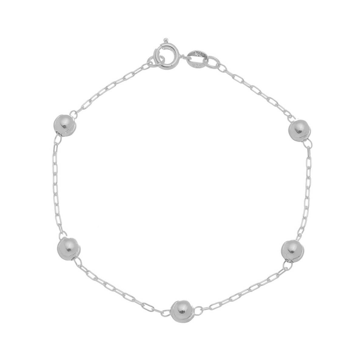 Pulseira De Prata Bola 5mm 18cm