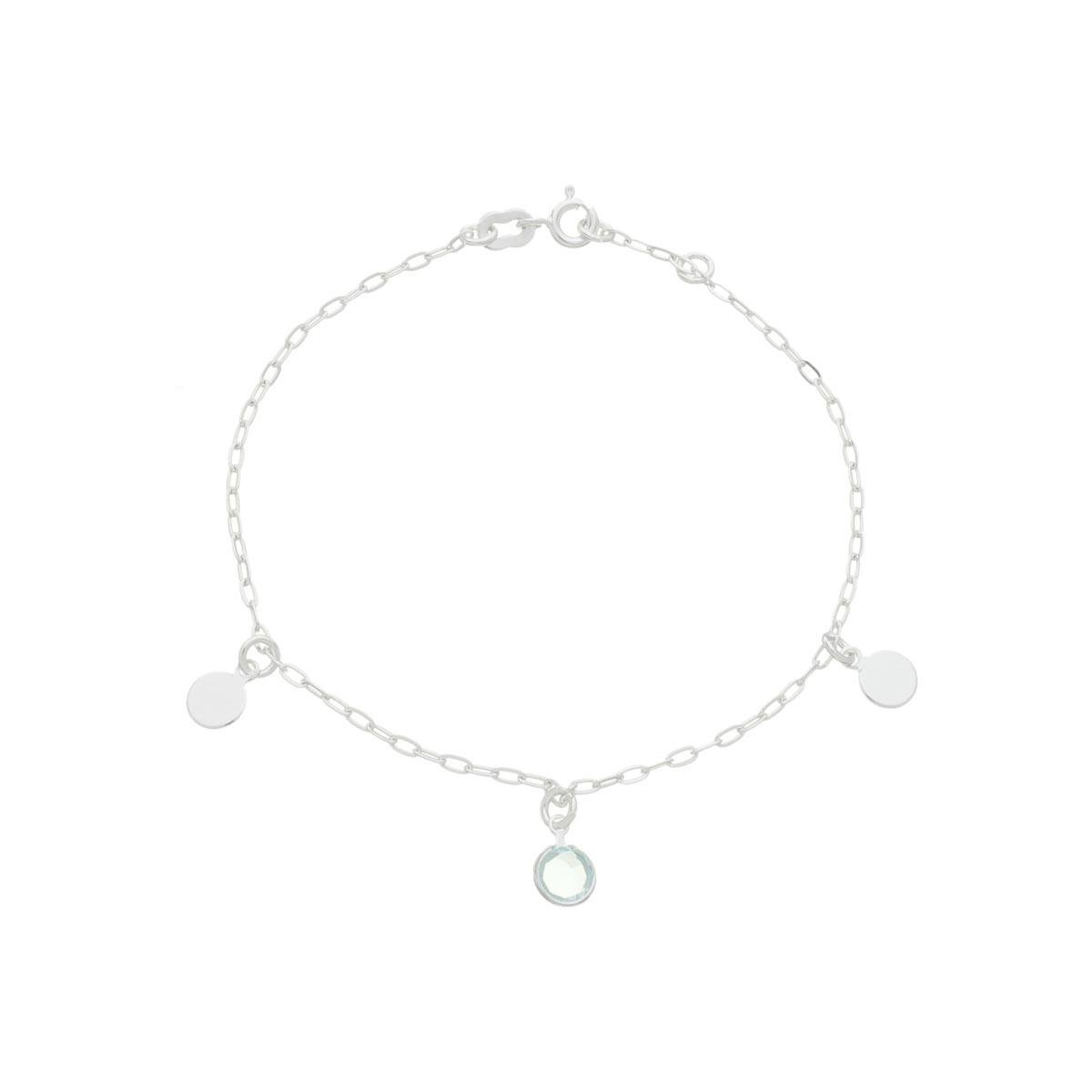 PULSEIRA DE PRATA 925 CHAPINHA E PONTO DE LUZ 18CM