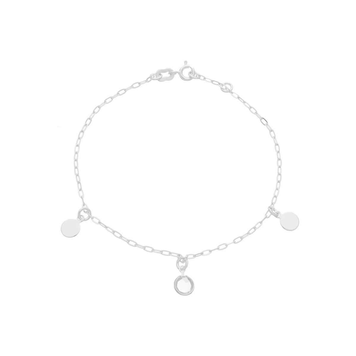 PULSEIRA DE PRATA 925 CHAPINHA E PONTO DE LUZ 18CM