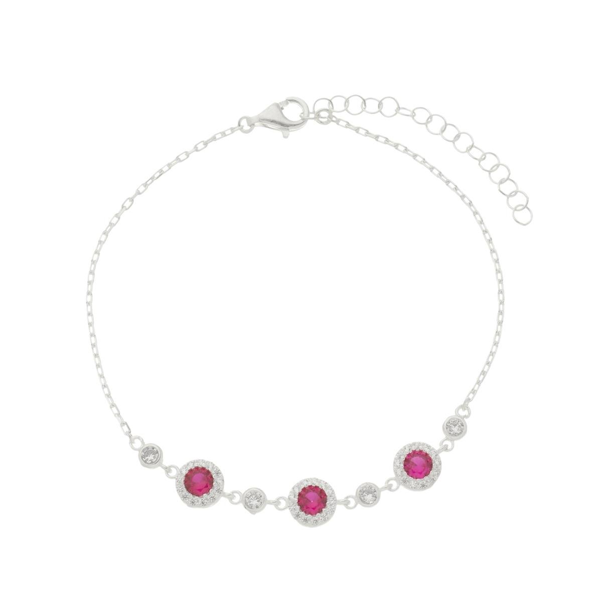 Pulseira De Prata 925 Círculos Contornados Com Zircônias