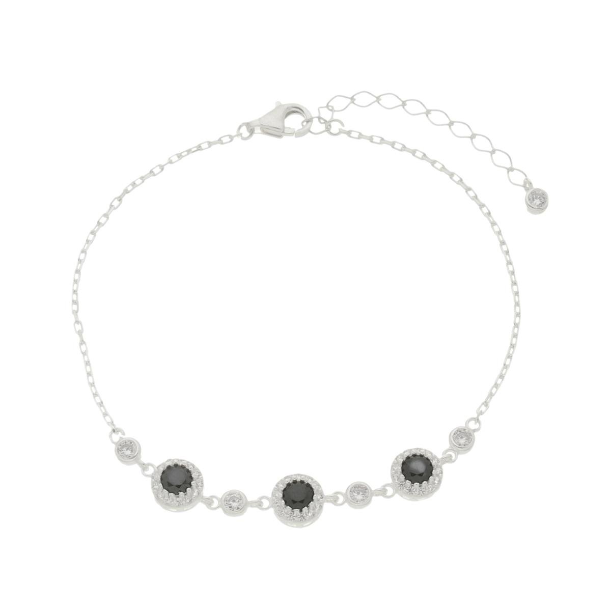 Pulseira De Prata 925 Círculos Contornados Com Zircônias