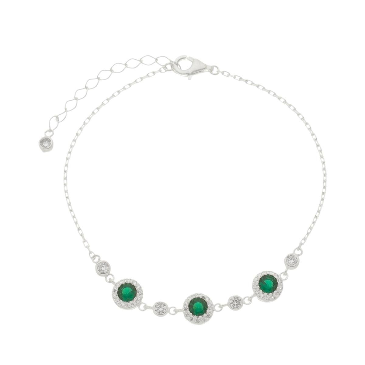 Pulseira De Prata 925 Círculos Contornados Com Zircônias