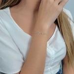 Pulseira De Prata com Pingente Dois Corações Vazados 18cm