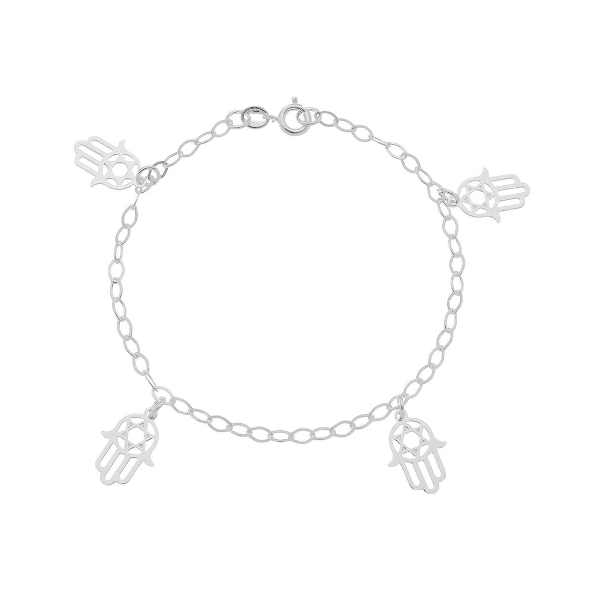 Pulseira De Prata Mão De Fátima