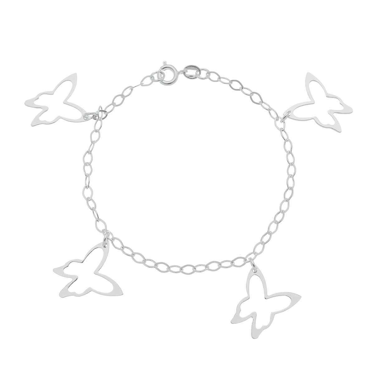 Pulseira De Prata Borboleta 18cm