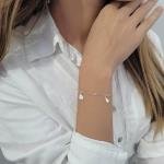 Pulseira de Prata Corações 18cm