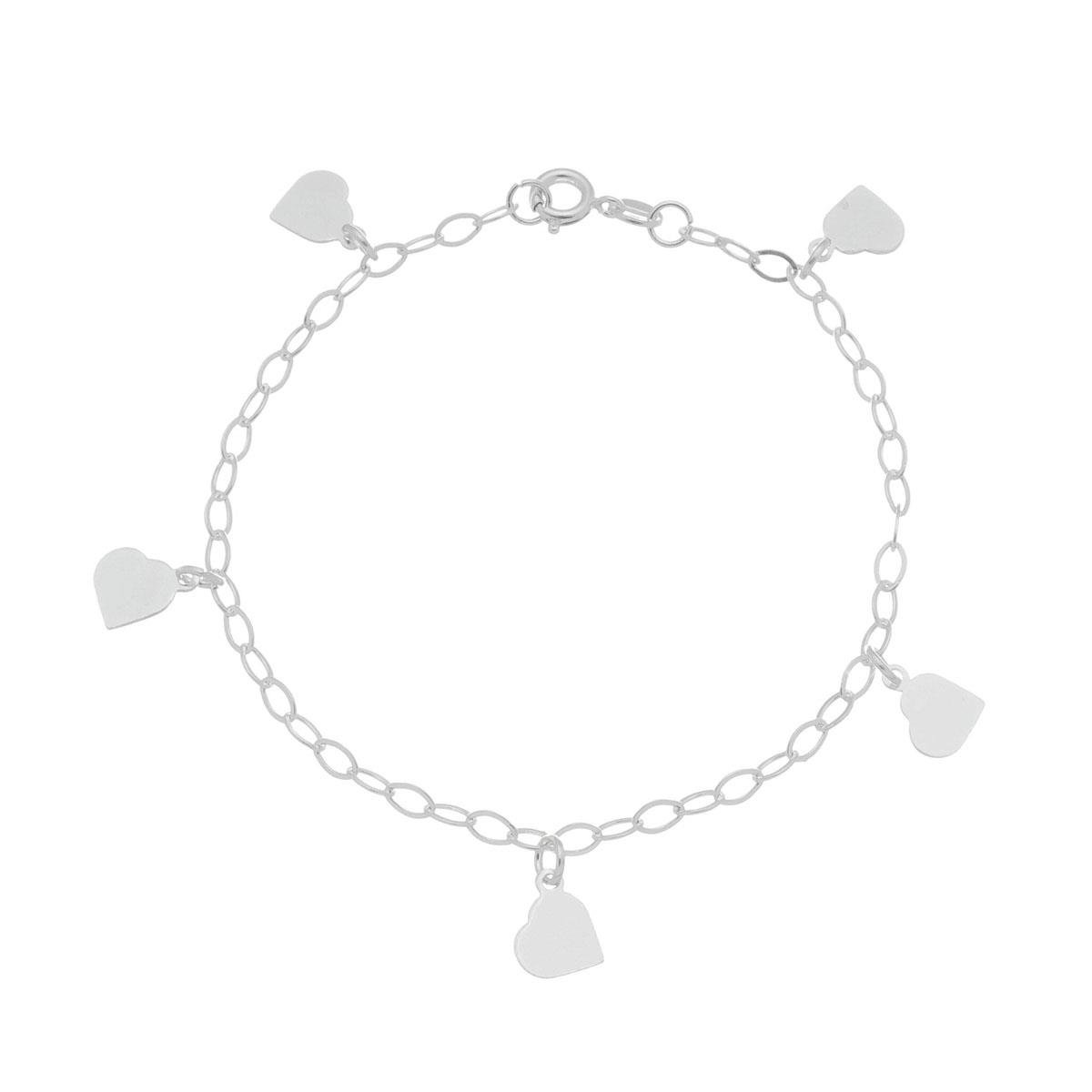 Pulseira de Prata Corações 18cm