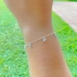 Pulseira De Prata com Pendente Redondo de Zircônia Cristal