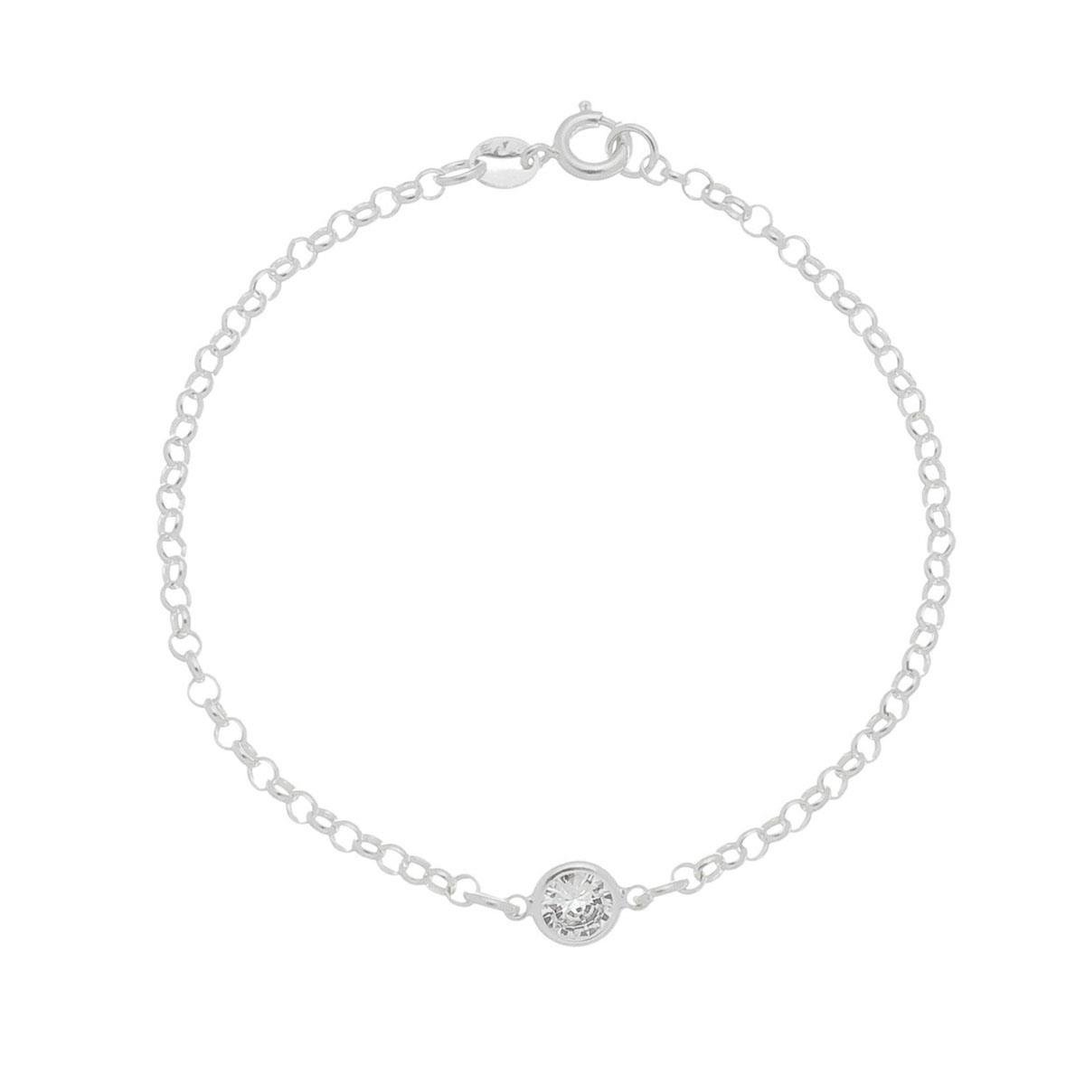 Pulseira de Prata 925 com Ponto de Luz 18cm - prata 925