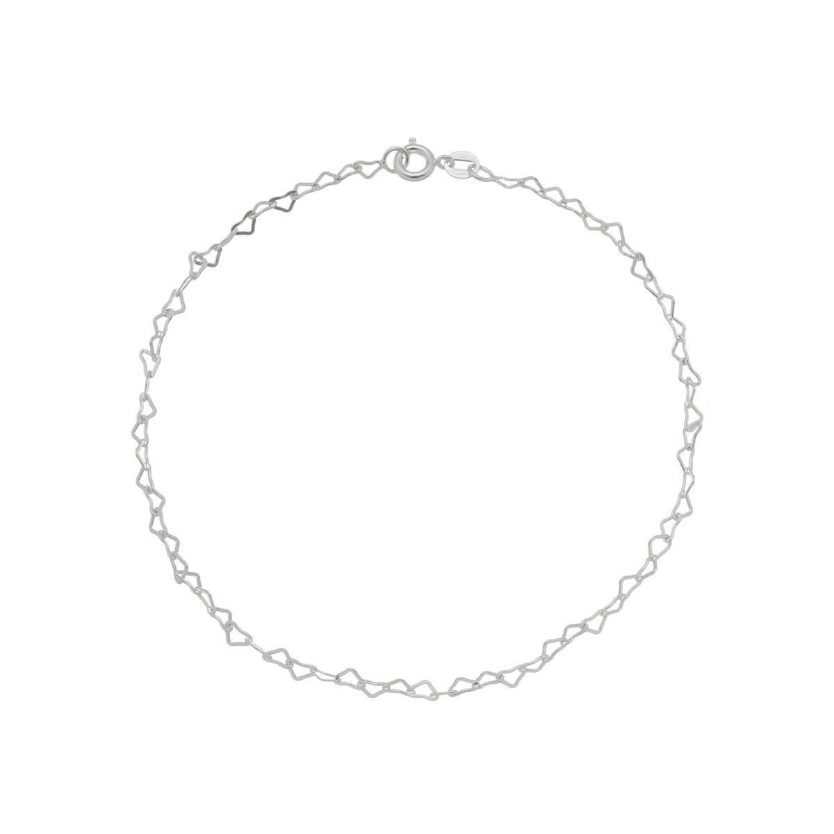 Pulseira De Prata Coração 19cm