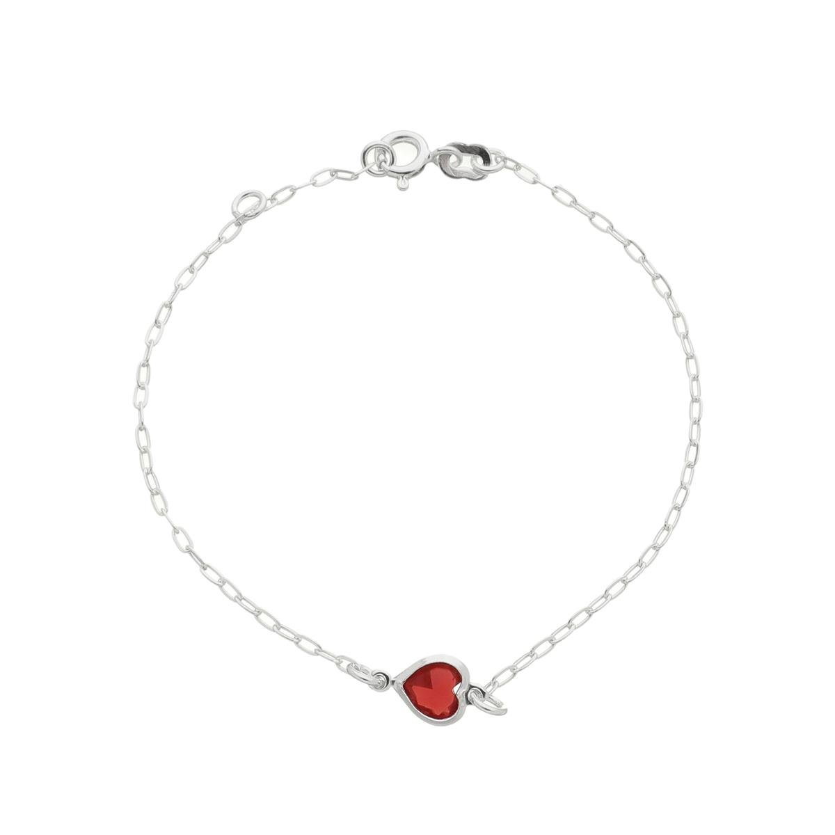 PULSEIRA DE PRATA 925 CORAÇÃO DE ZIRCÔNIA