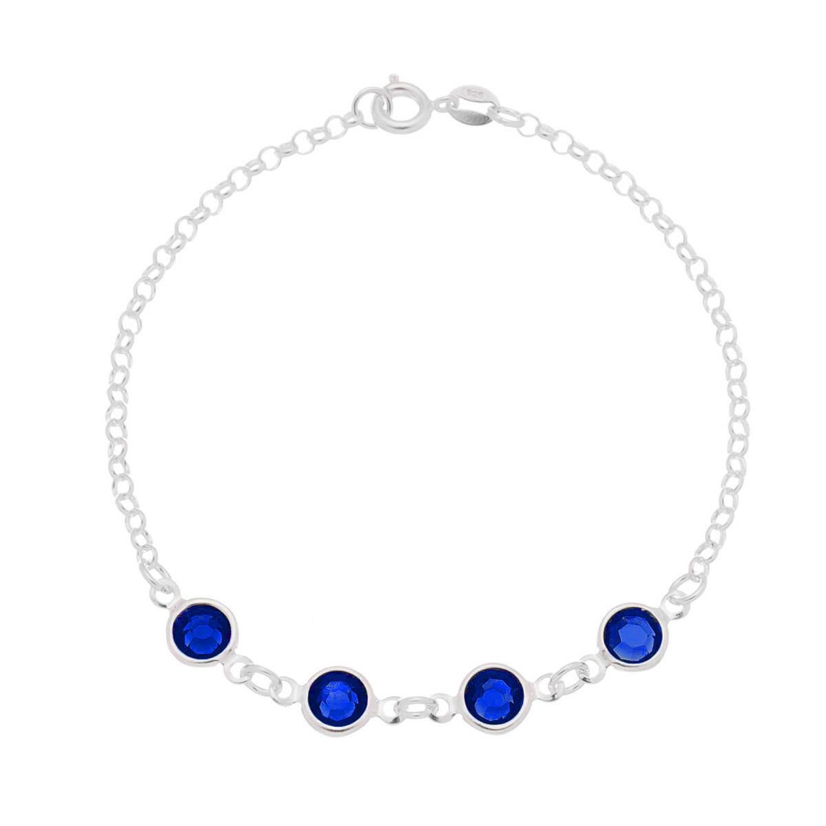 Pulseira de Prata Elo Português com 4 Pontos de Luz 18cm