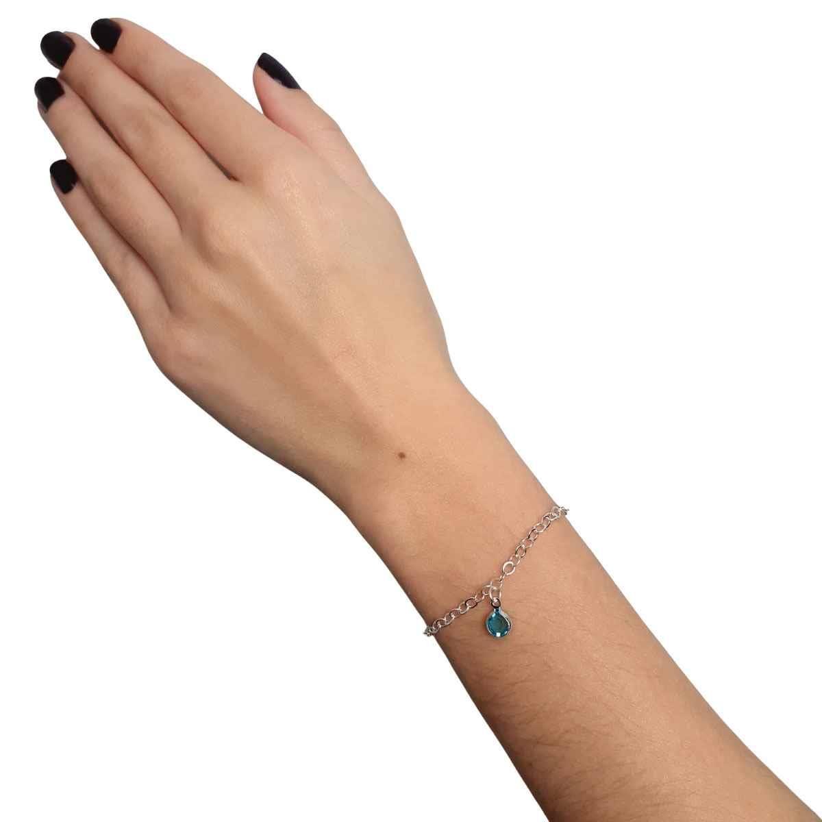 Pulseira de Prata Elo Português Com Ponto de Luz 18cm