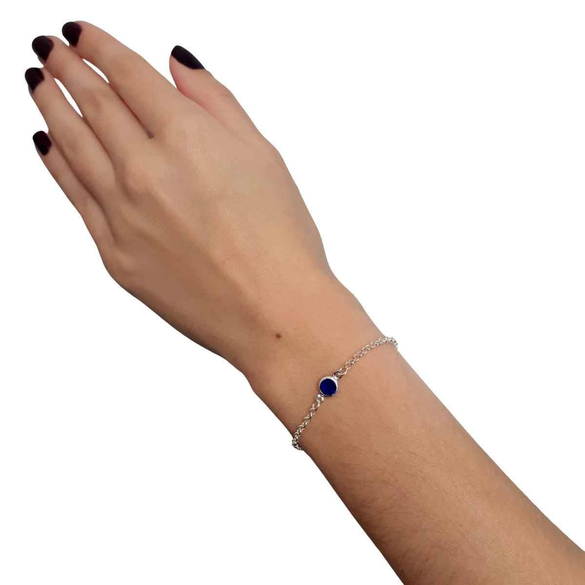 Pulseira de Prata Elo Português Ponto de Luz 18cm