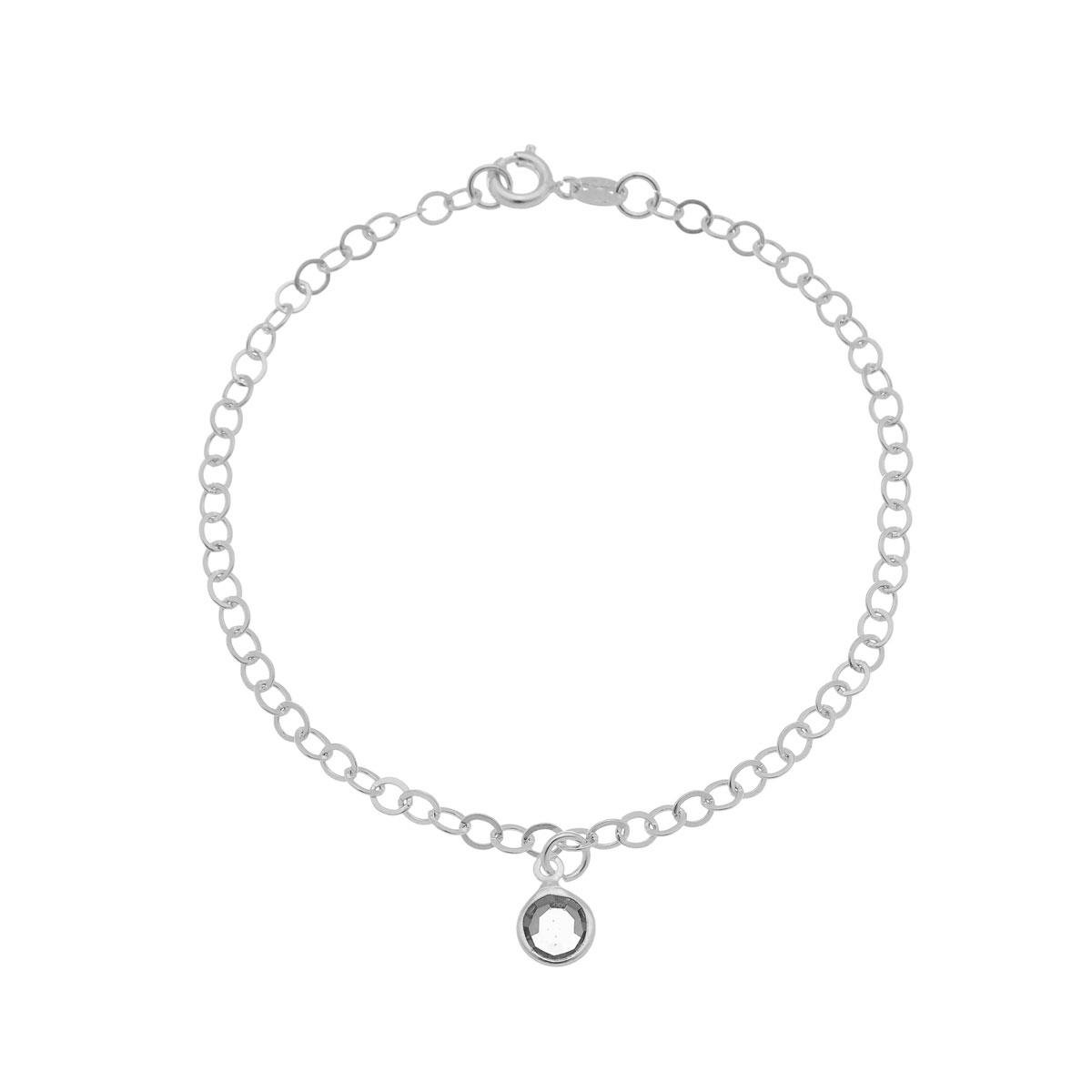 Pulseira de Prata Elo Português Com Ponto de Luz 18cm