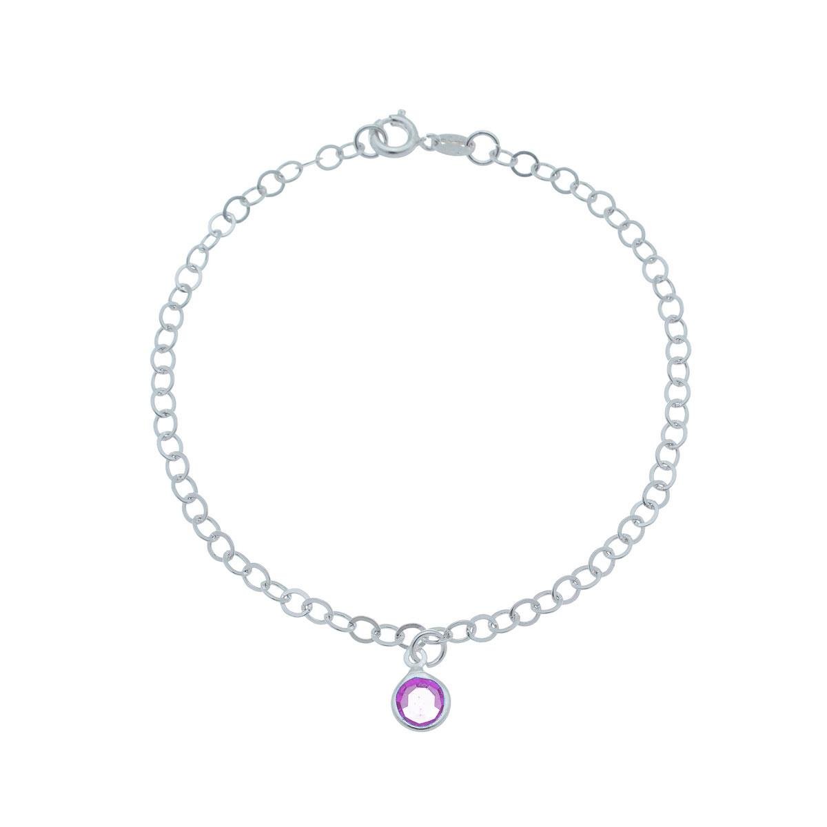 Pulseira de Prata Elo Português Com Ponto de Luz 18cm