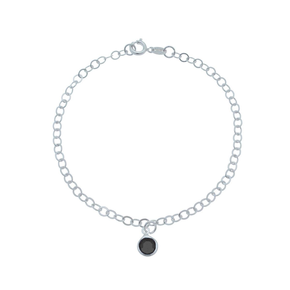 Pulseira de Prata Elo Português Com Ponto de Luz 18cm