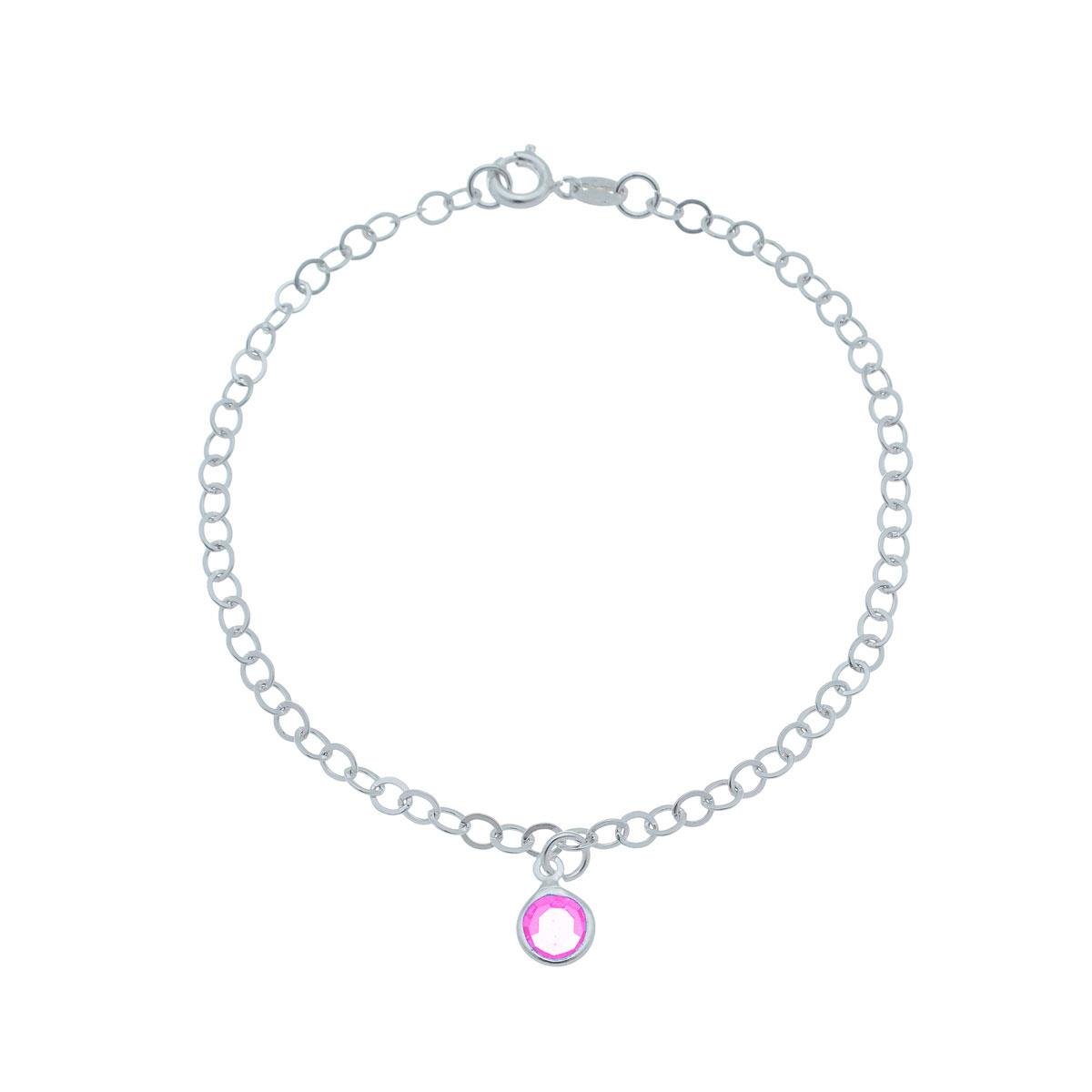 Pulseira de Prata Elo Português Com Ponto de Luz 18cm
