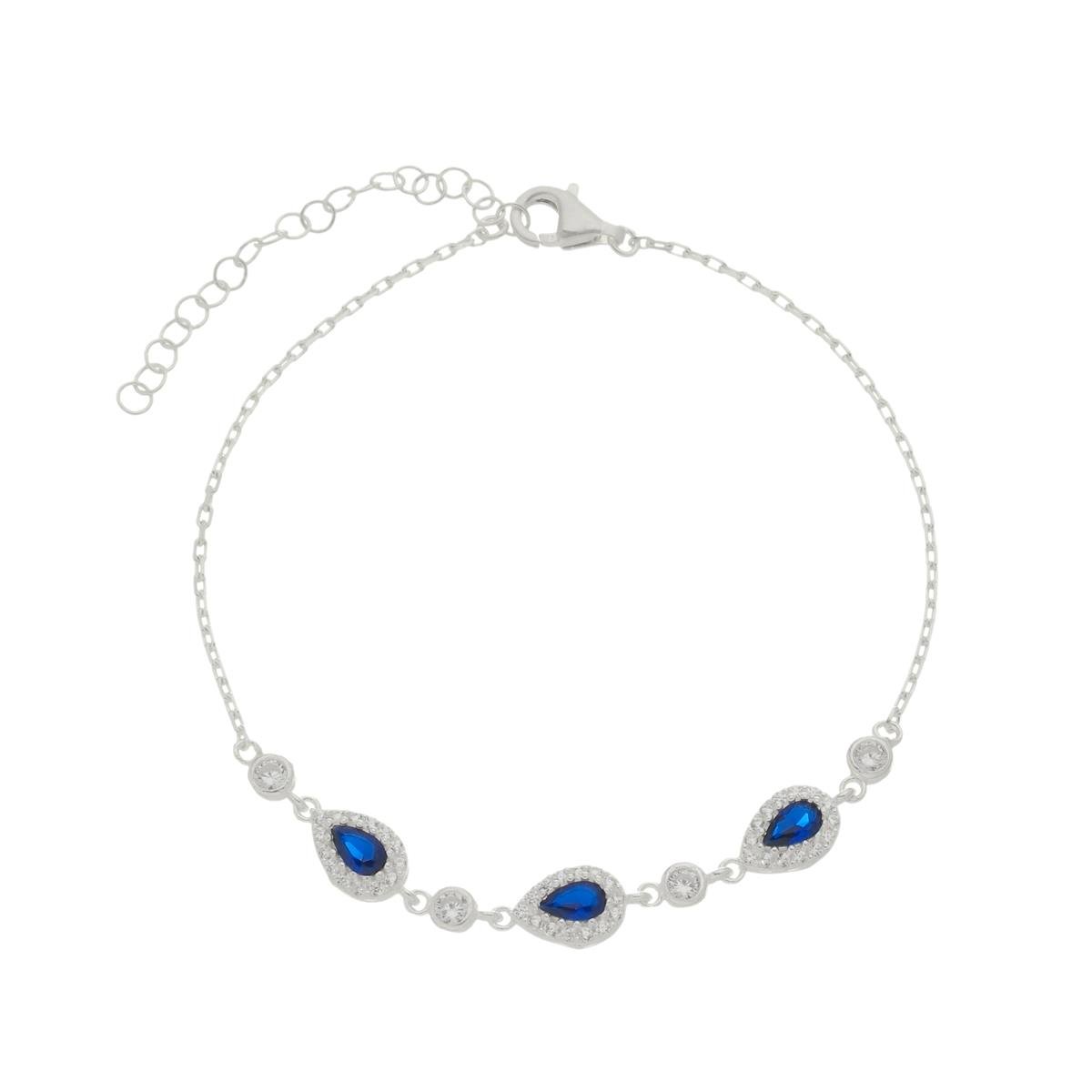 Pulseira De Prata 925 Gotas Contornadas Com Zircônias