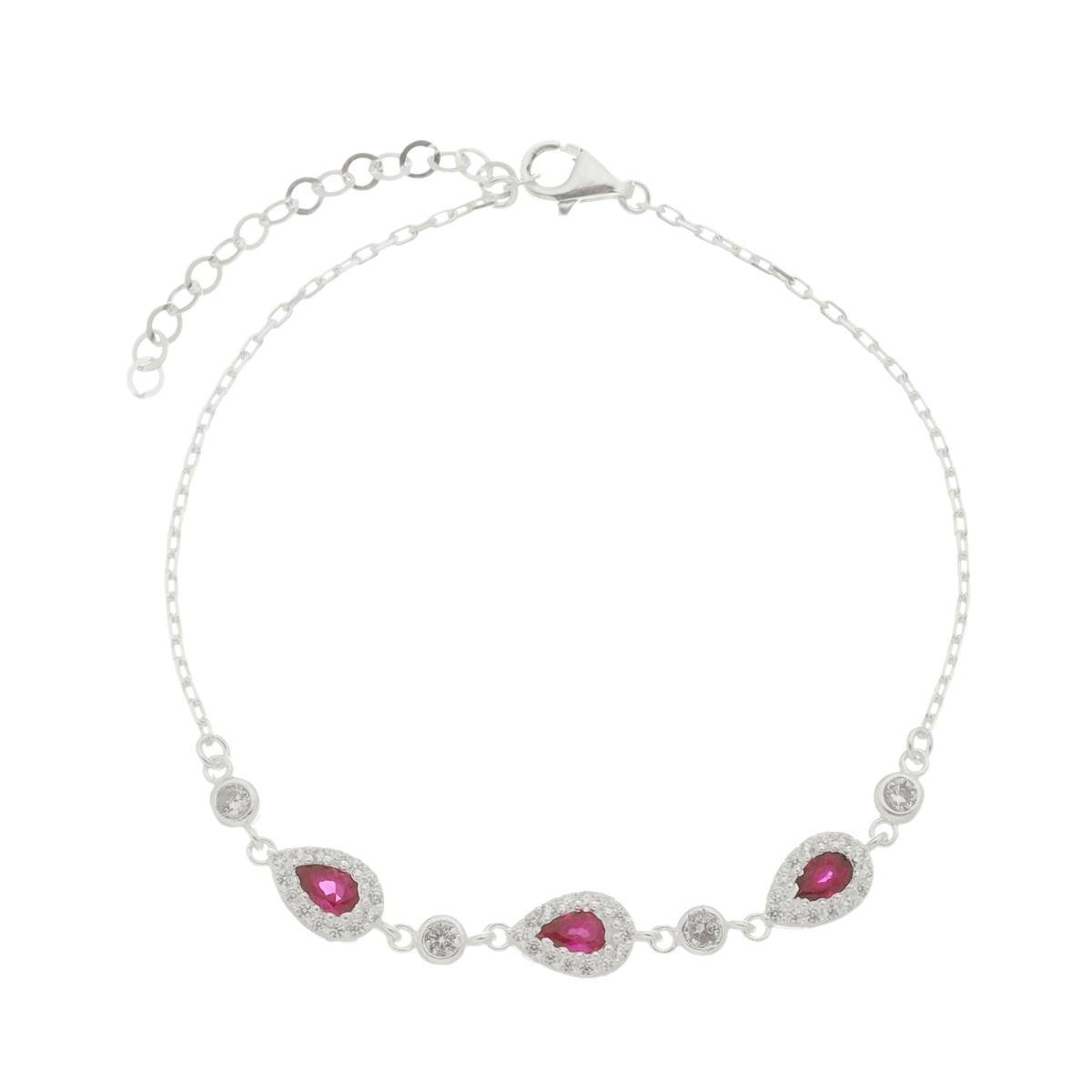 Pulseira De Prata 925 Gotas Contornadas Com Zircônias