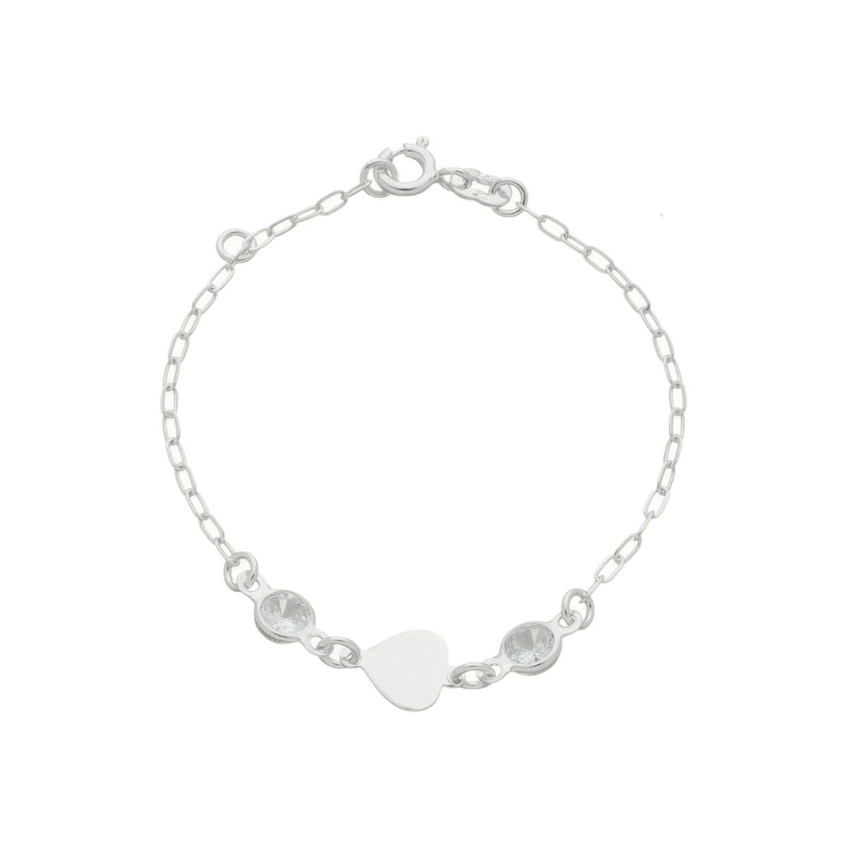 PULSEIRA DE PRATA 925 INFANTIL CORAÇÃO E ZIRCÔNIA