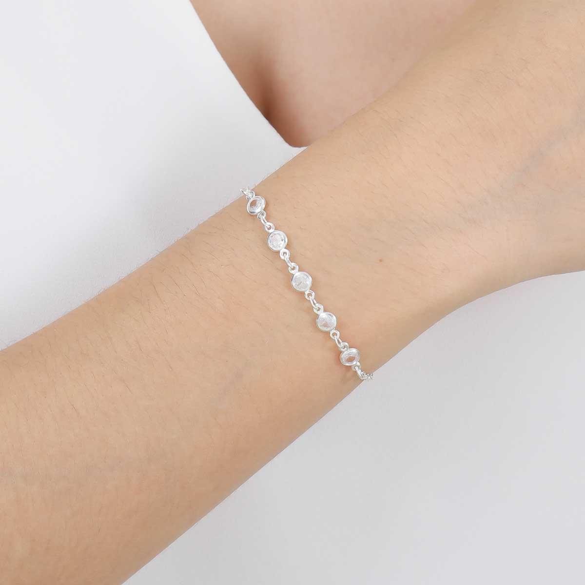 PULSEIRA DE PRATA 925 INFANTIL CORAÇÃO E ZIRCÔNIA