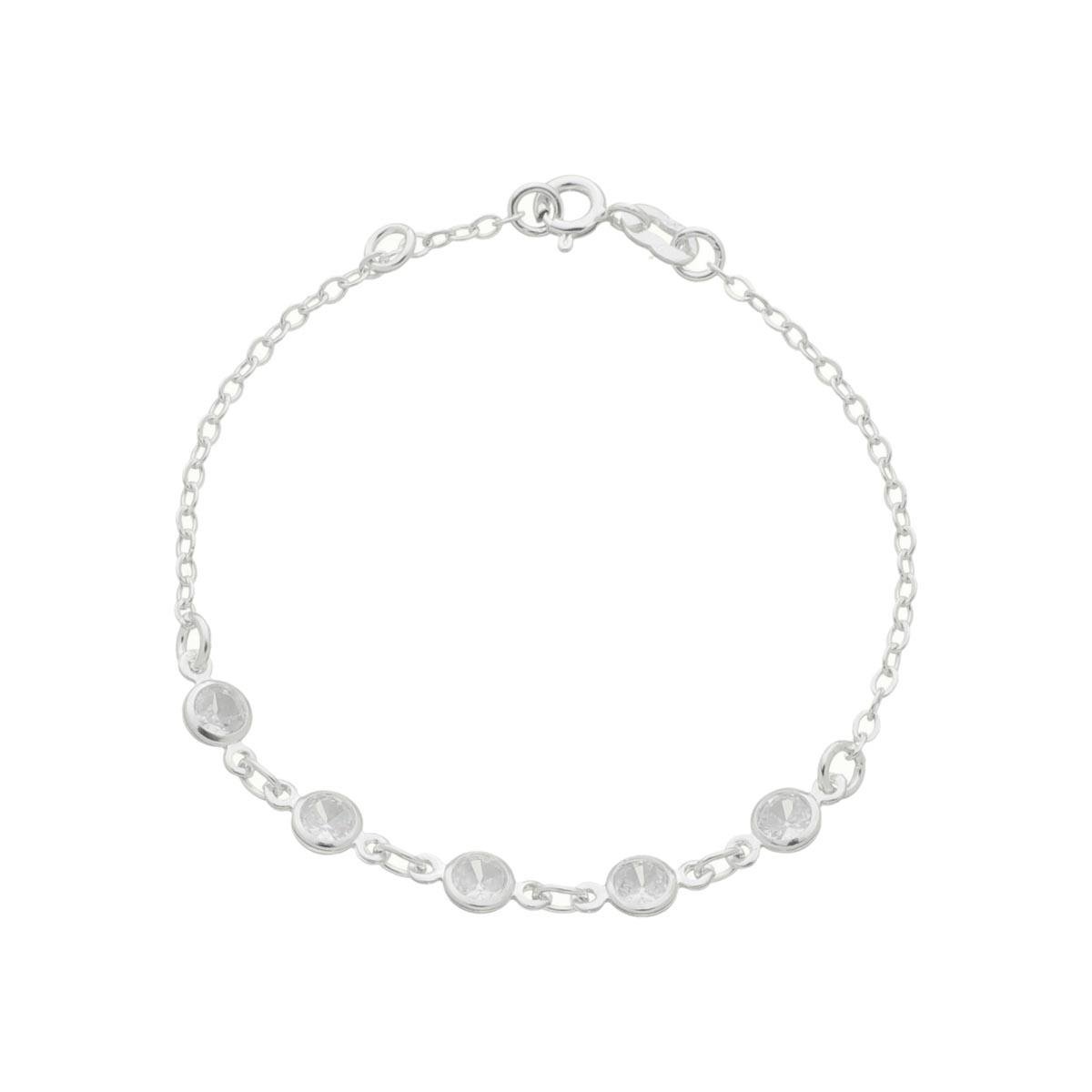 PULSEIRA DE PRATA 925 INFANTIL CORAÇÃO E ZIRCÔNIA