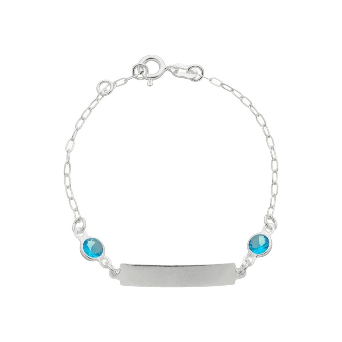 PULSEIRA DE PRATA 925 INFANTIL PLAQUINHA E PONTO DE LUZ 15CM