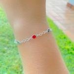 Pulseira De Prata Infinito com Zircônia Colorida 18 cm